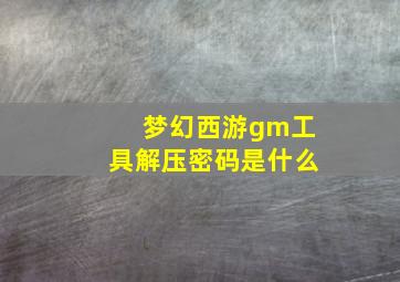 梦幻西游gm工具解压密码是什么