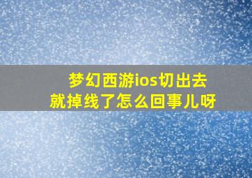 梦幻西游ios切出去就掉线了怎么回事儿呀