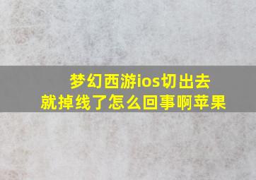 梦幻西游ios切出去就掉线了怎么回事啊苹果