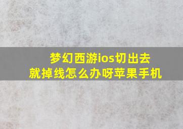 梦幻西游ios切出去就掉线怎么办呀苹果手机