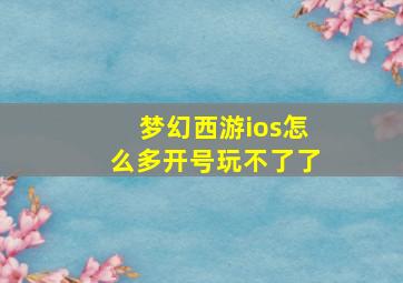 梦幻西游ios怎么多开号玩不了了