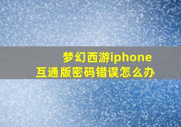 梦幻西游iphone互通版密码错误怎么办