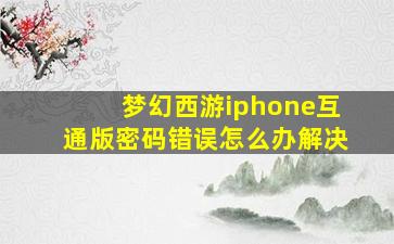 梦幻西游iphone互通版密码错误怎么办解决