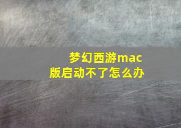 梦幻西游mac版启动不了怎么办