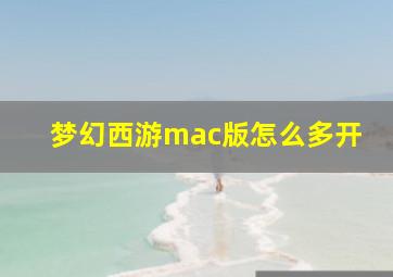 梦幻西游mac版怎么多开