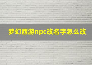 梦幻西游npc改名字怎么改