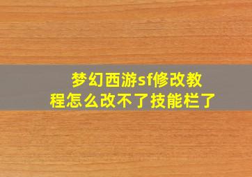 梦幻西游sf修改教程怎么改不了技能栏了