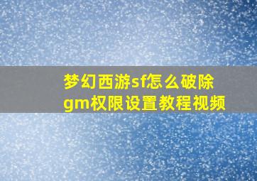 梦幻西游sf怎么破除gm权限设置教程视频