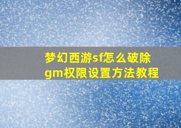 梦幻西游sf怎么破除gm权限设置方法教程