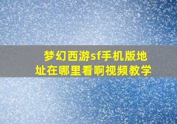 梦幻西游sf手机版地址在哪里看啊视频教学