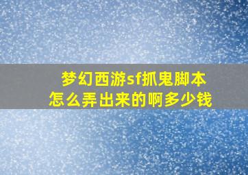 梦幻西游sf抓鬼脚本怎么弄出来的啊多少钱