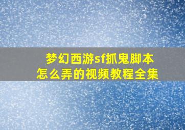 梦幻西游sf抓鬼脚本怎么弄的视频教程全集