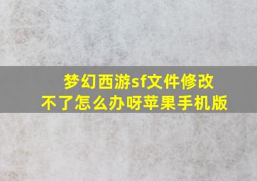 梦幻西游sf文件修改不了怎么办呀苹果手机版