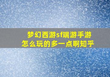 梦幻西游sf端游手游怎么玩的多一点啊知乎