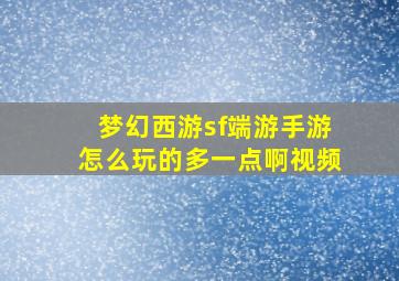 梦幻西游sf端游手游怎么玩的多一点啊视频