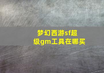 梦幻西游sf超级gm工具在哪买