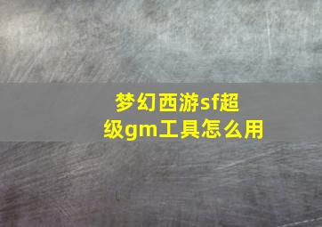 梦幻西游sf超级gm工具怎么用