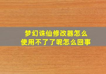 梦幻诛仙修改器怎么使用不了了呢怎么回事