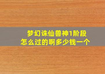 梦幻诛仙兽神1阶段怎么过的啊多少钱一个