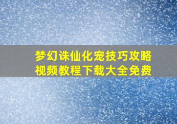 梦幻诛仙化宠技巧攻略视频教程下载大全免费