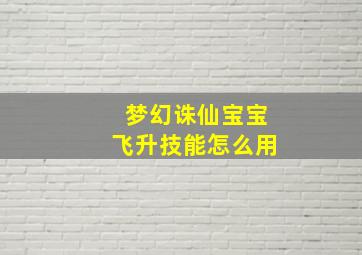 梦幻诛仙宝宝飞升技能怎么用