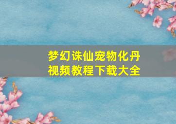 梦幻诛仙宠物化丹视频教程下载大全