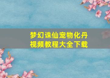 梦幻诛仙宠物化丹视频教程大全下载