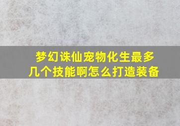 梦幻诛仙宠物化生最多几个技能啊怎么打造装备