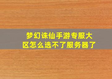 梦幻诛仙手游专服大区怎么选不了服务器了