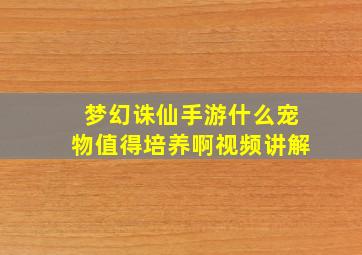 梦幻诛仙手游什么宠物值得培养啊视频讲解