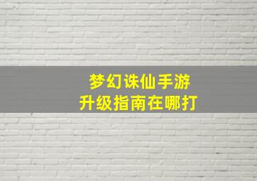 梦幻诛仙手游升级指南在哪打