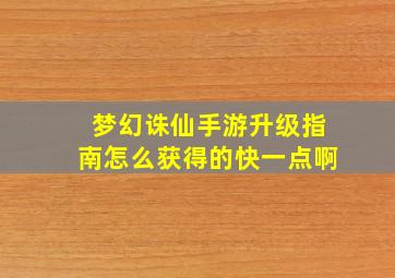 梦幻诛仙手游升级指南怎么获得的快一点啊