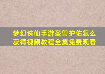 梦幻诛仙手游圣兽护佑怎么获得视频教程全集免费观看