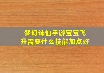 梦幻诛仙手游宝宝飞升需要什么技能加点好