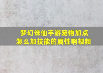 梦幻诛仙手游宠物加点怎么加技能的属性啊视频