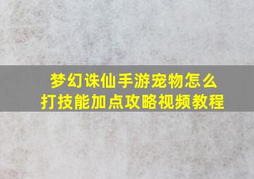 梦幻诛仙手游宠物怎么打技能加点攻略视频教程