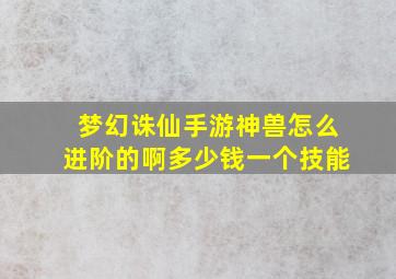 梦幻诛仙手游神兽怎么进阶的啊多少钱一个技能