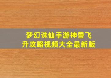 梦幻诛仙手游神兽飞升攻略视频大全最新版