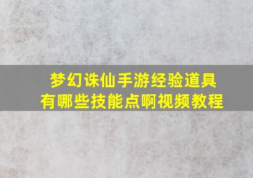 梦幻诛仙手游经验道具有哪些技能点啊视频教程