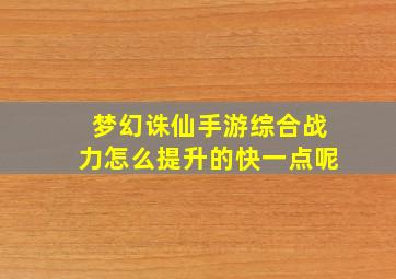 梦幻诛仙手游综合战力怎么提升的快一点呢