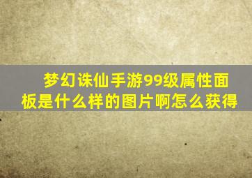 梦幻诛仙手游99级属性面板是什么样的图片啊怎么获得