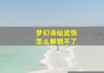 梦幻诛仙武饰怎么解锁不了