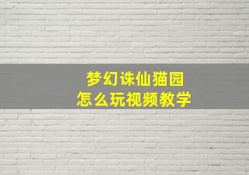 梦幻诛仙猫园怎么玩视频教学