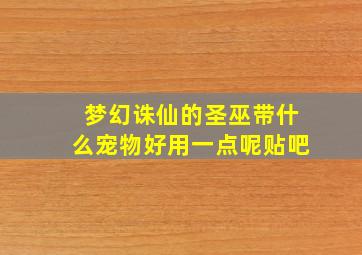 梦幻诛仙的圣巫带什么宠物好用一点呢贴吧