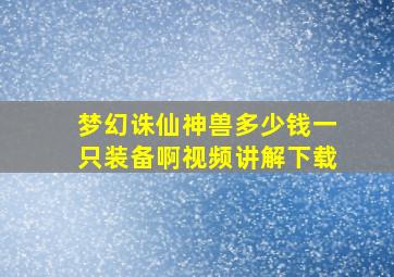 梦幻诛仙神兽多少钱一只装备啊视频讲解下载