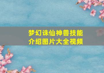 梦幻诛仙神兽技能介绍图片大全视频