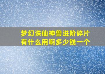 梦幻诛仙神兽进阶碎片有什么用啊多少钱一个