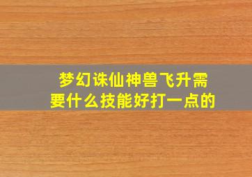 梦幻诛仙神兽飞升需要什么技能好打一点的