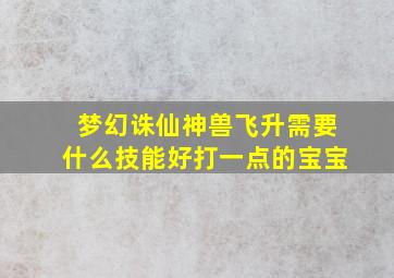 梦幻诛仙神兽飞升需要什么技能好打一点的宝宝