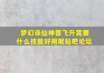 梦幻诛仙神兽飞升需要什么技能好用呢贴吧论坛